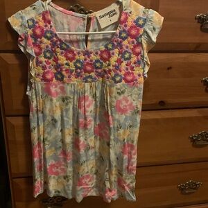 Savanna Jane Pink, Blue & Yellow Floral Embroidered Dress